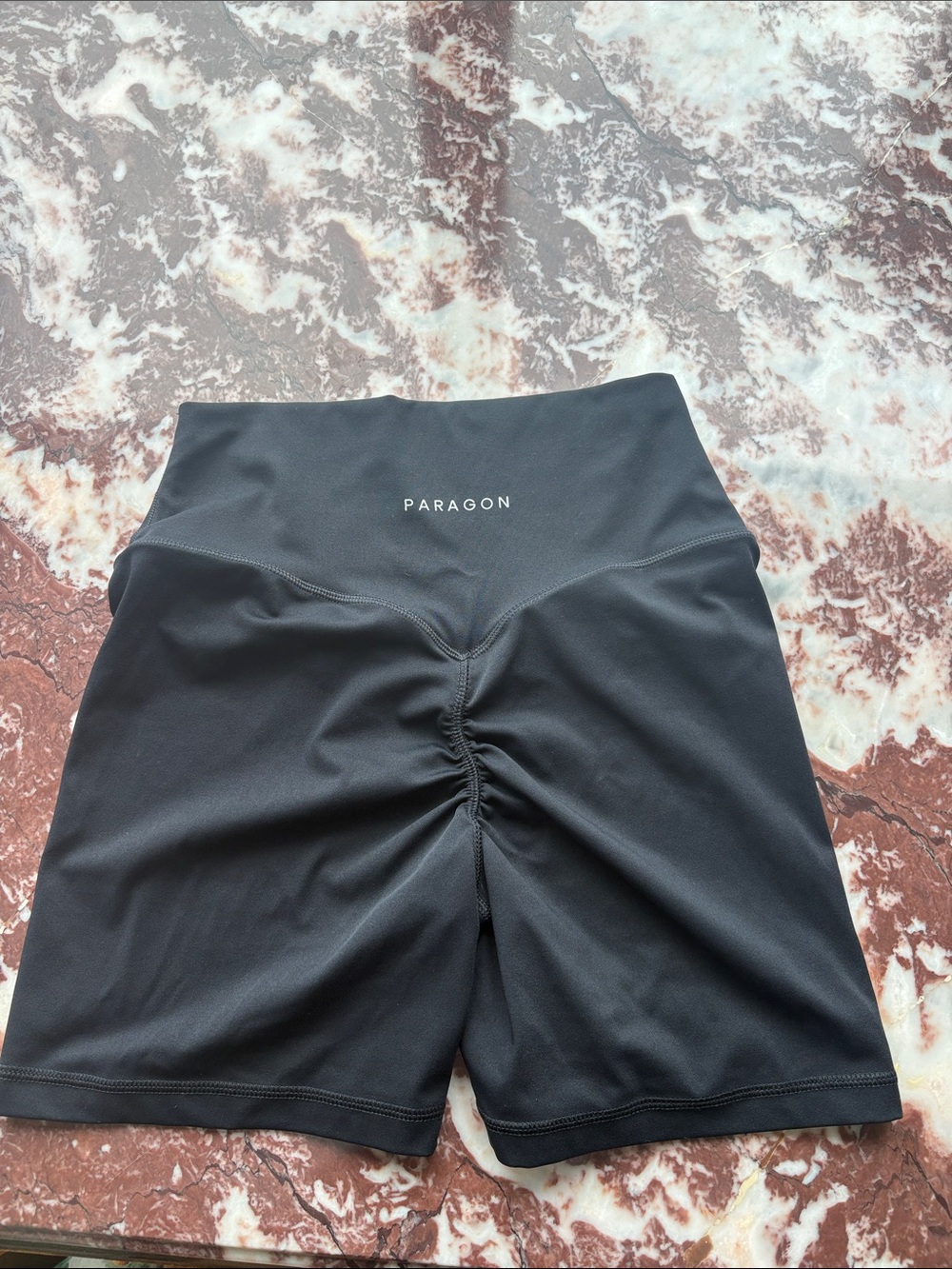 PARAGON Black High-Rise Ruched Bike Shorts